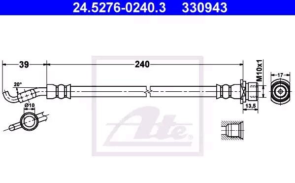 24.5276-0240.3 ATE Brake flexi hose TOYOTA 240 mm, M10x1