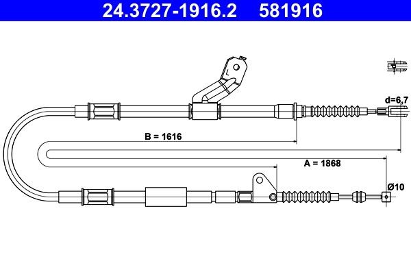 Original 24.3727-1916.2 ATE Parking brake kit TOYOTA