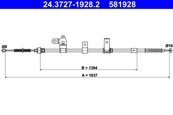 ATE 24.3727-1928.2 Hand brake cable TOYOTA experience and price