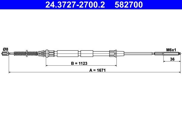 582700 ATE 24.3727-2700.2 Hand brake cable 6K9609721