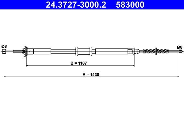 ATE 24.3727-3000.2 Brake cable Lancia Ypsilon 843