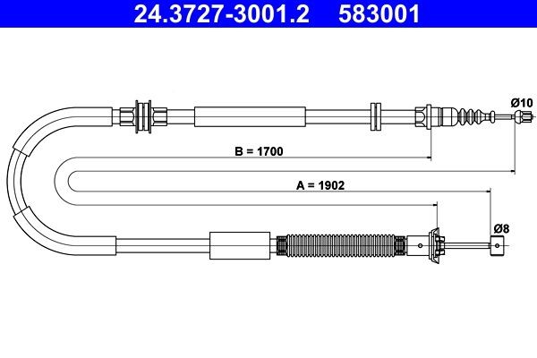 Chrysler Hand brake cable ATE 24.3727-3001.2 at a good price