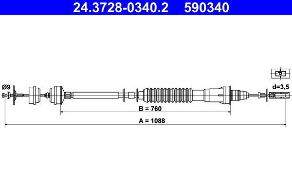 Clutch cable ATE Adjustment: with automatic adjustment - 24.3728-0340.2