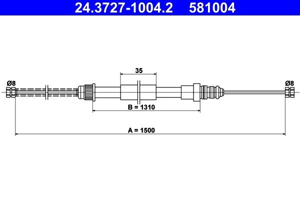 Original 24.3727-1004.2 ATE Parking brake kit RENAULT
