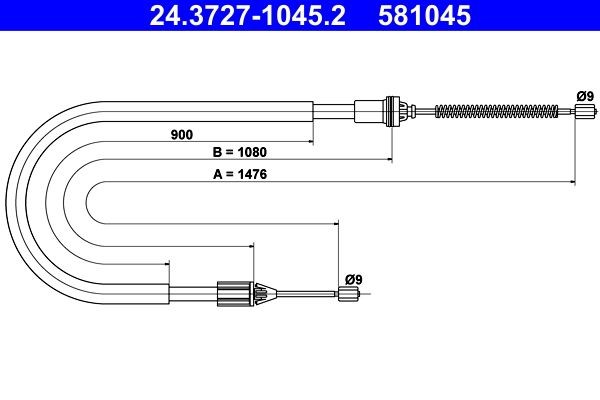 Original 24.3727-1045.2 ATE Emergency brake kit RENAULT