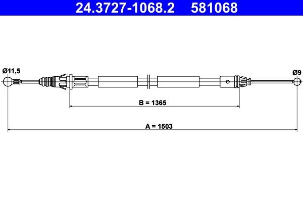 ATE 24.3727-1068.2 Hand brake cable OPEL experience and price