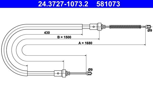 ATE 24.3727-1073.2 DACIA LOGAN 2009 Emergency brake cable