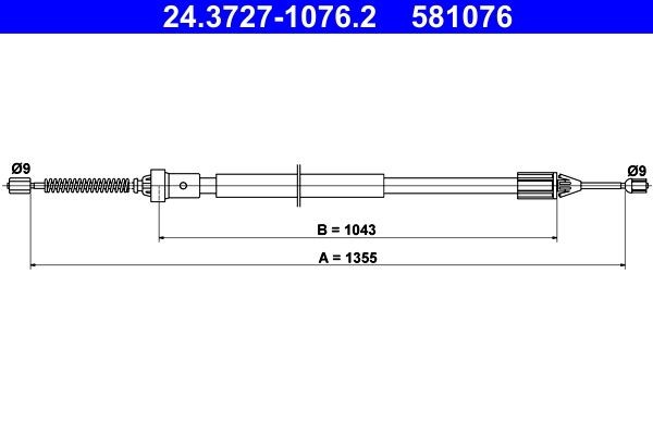 581076 ATE 24372710762 Brake cable Renault Twingo 2 1.5 dCi 90 86 hp Diesel 2024 price