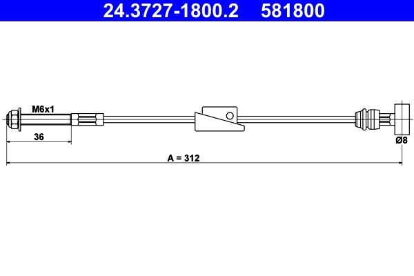 581800 ATE 24.3727-1800.2 Hand brake cable 131 0482
