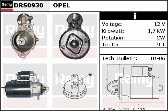 Original DELCO REMY DS2040 Engine starter motor DRS0930 for OPEL ASTRA