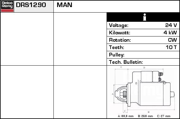 DRS1290 DELCO REMY Anlasser MAN L 2000
