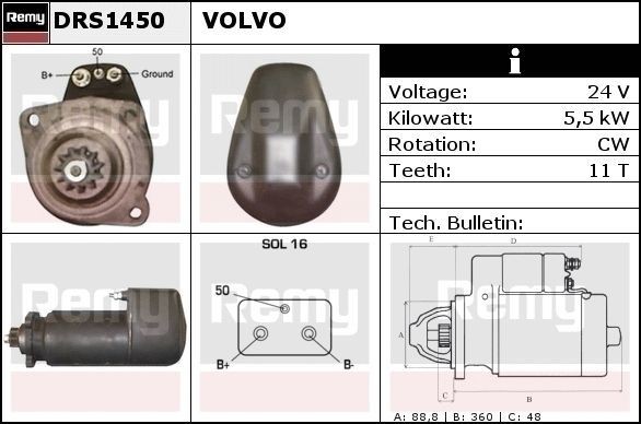DELCO REMY DRS1450 Anlasser für VOLVO FL 10 LKW in Original Qualität