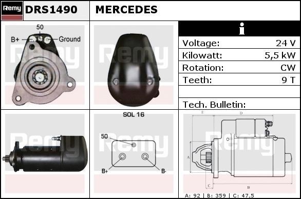 DRS1490 DELCO REMY Anlasser für MERCEDES-BENZ online bestellen
