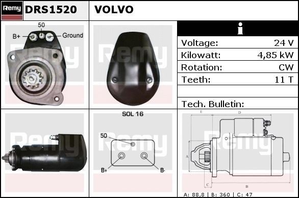 DELCO REMY DRS1520 Anlasser für VOLVO F 12 LKW in Original Qualität