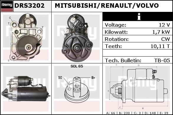 DELCO REMY DRS3202 Starter motor MITSUBISHI experience and price