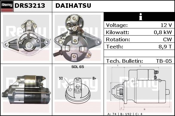 Daihatsu SPORTRAK Starter motor DELCO REMY DRS3213 cheap