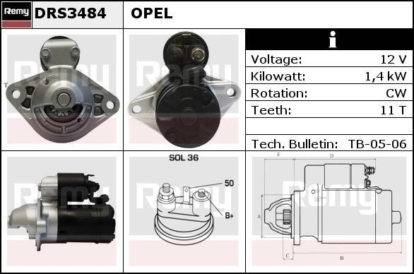 Original DELCO REMY DS4594 Starter motors DRS3484 for OPEL ASTRA