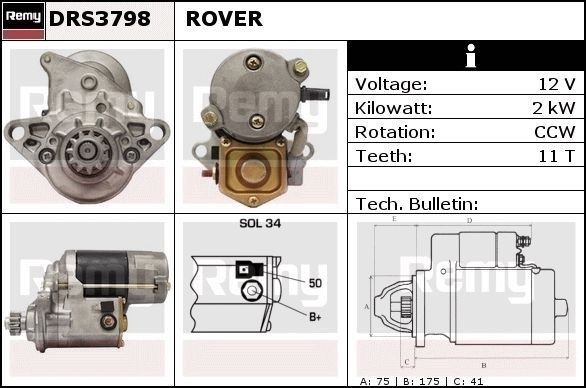 DS4908 DELCO REMY DRS3798 Starter motor NAD100580E