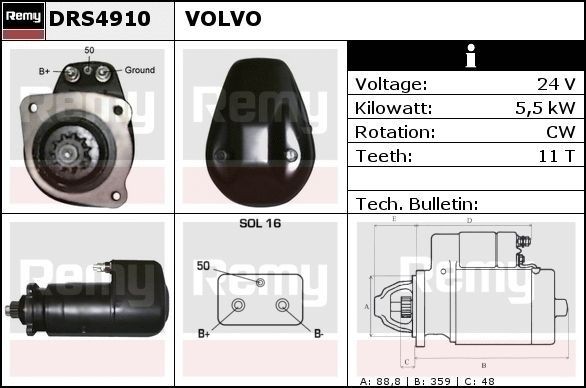 DELCO REMY DRS4910 Anlasser für VOLVO FL 10 LKW in Original Qualität