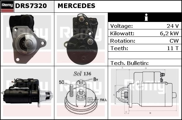 DRS7320 DELCO REMY Anlasser MERCEDES-BENZ ACTROS MP2 / MP3