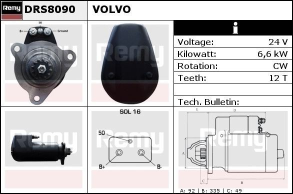 DELCO REMY DRS8090 Anlasser für VOLVO NH 12 LKW in Original Qualität