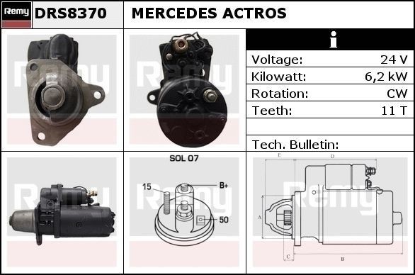 DRS8370 DELCO REMY Anlasser MERCEDES-BENZ ACTROS MP2 / MP3