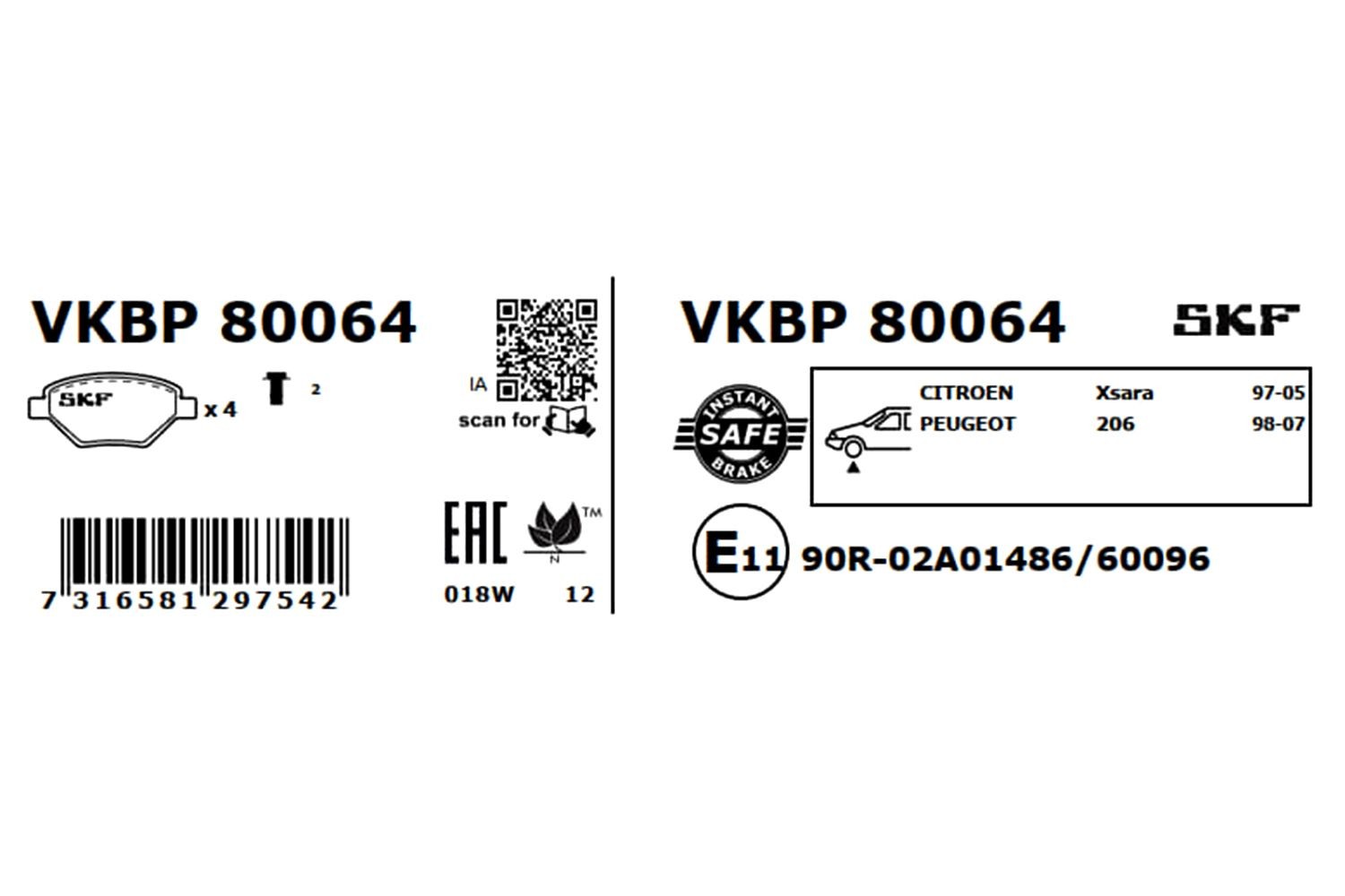 SKF Brake pad set, disc brake 23597 buy online