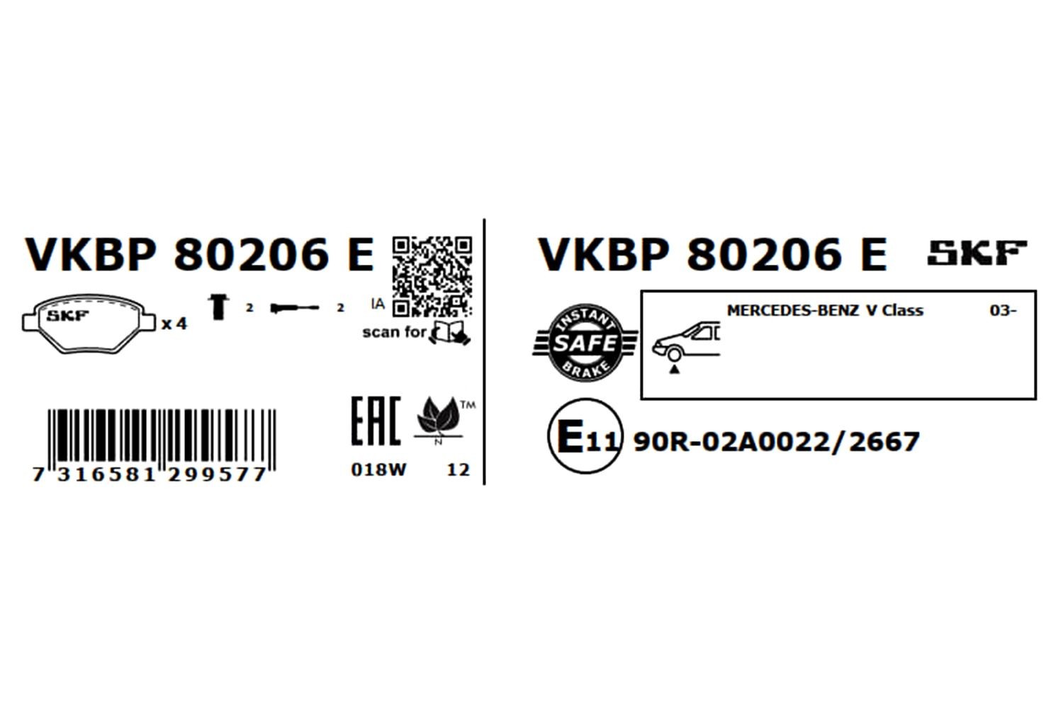 SKF Brake pad set, disc brake 24007 buy online