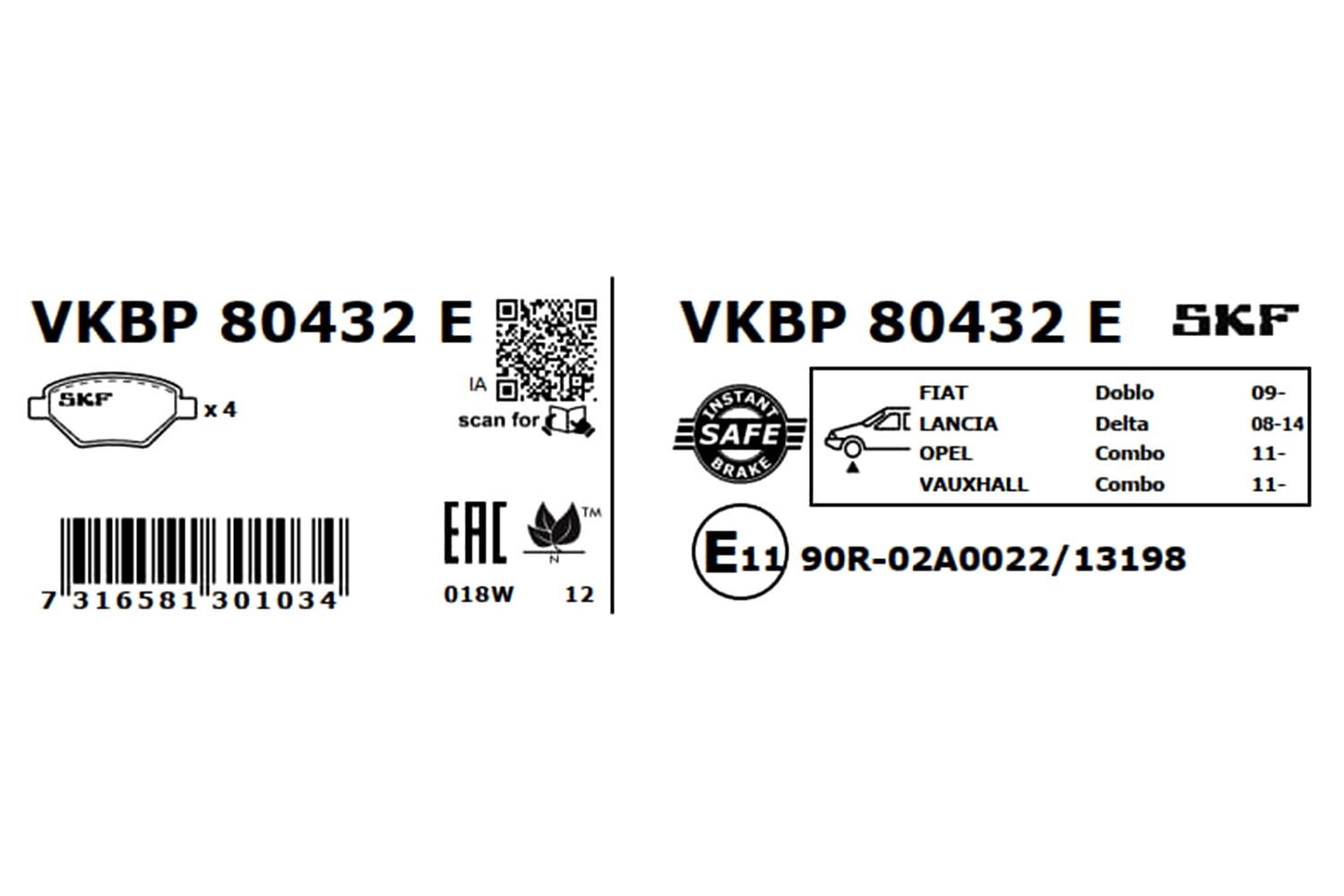 VKBP80432E Disc brake pads SKF 24728 review and test