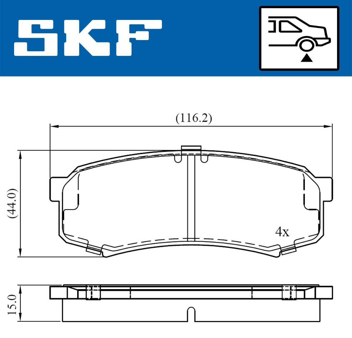 21947 SKF VKBP90136 Kit pastiglie freno TOYOTA Land Cruiser Prado 120 (J120) 3.0 D (KZJ120_) 131 CV Diesel 2009