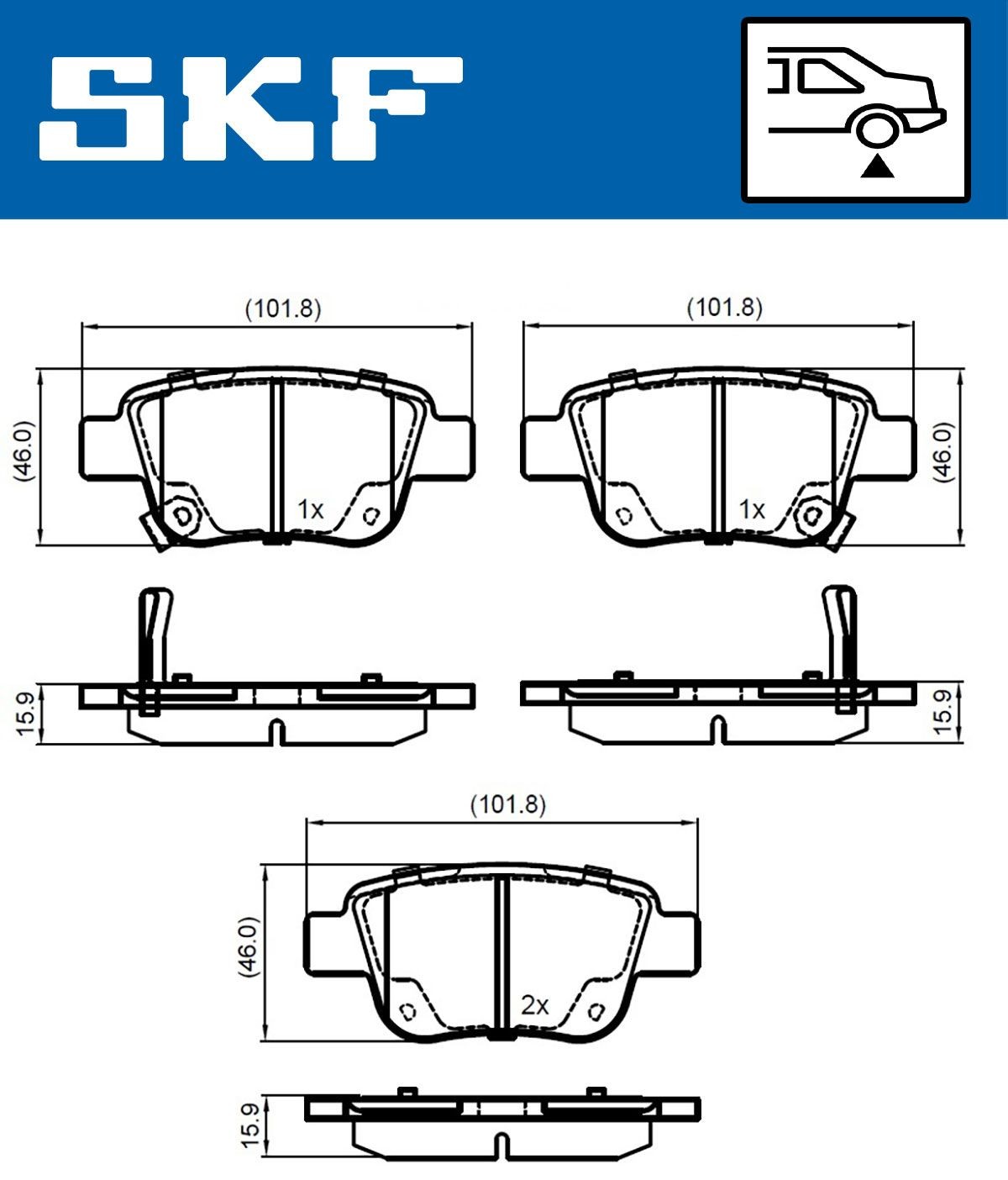 SKF Brake pad kit VKBP 90384 A for TOYOTA AVENSIS