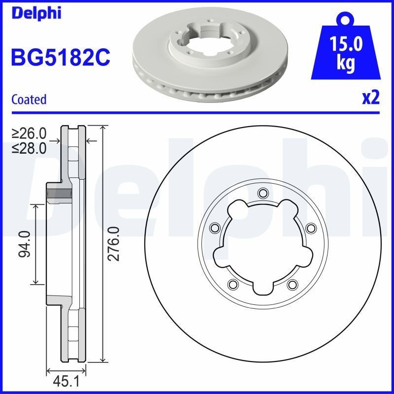 DELPHI BG5182C Brake disc 40206-MB600