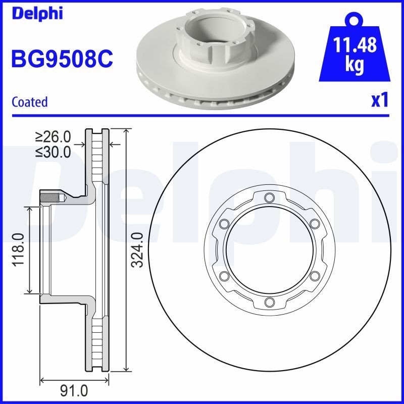 DELPHI BG9508C Brake disc 668.421.0212
