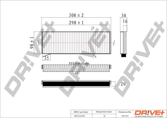Dr!ve+ DP1110120168 Filtro antipolline AUDI A6 C6 Sedan (4F2) 2.8 FSI 220 CV Benzina 2011