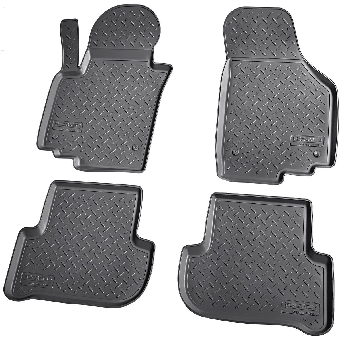 RECAMBO F-6360 Floor mats Rubber, Front and Rear, Quantity: 4, black, Tailored