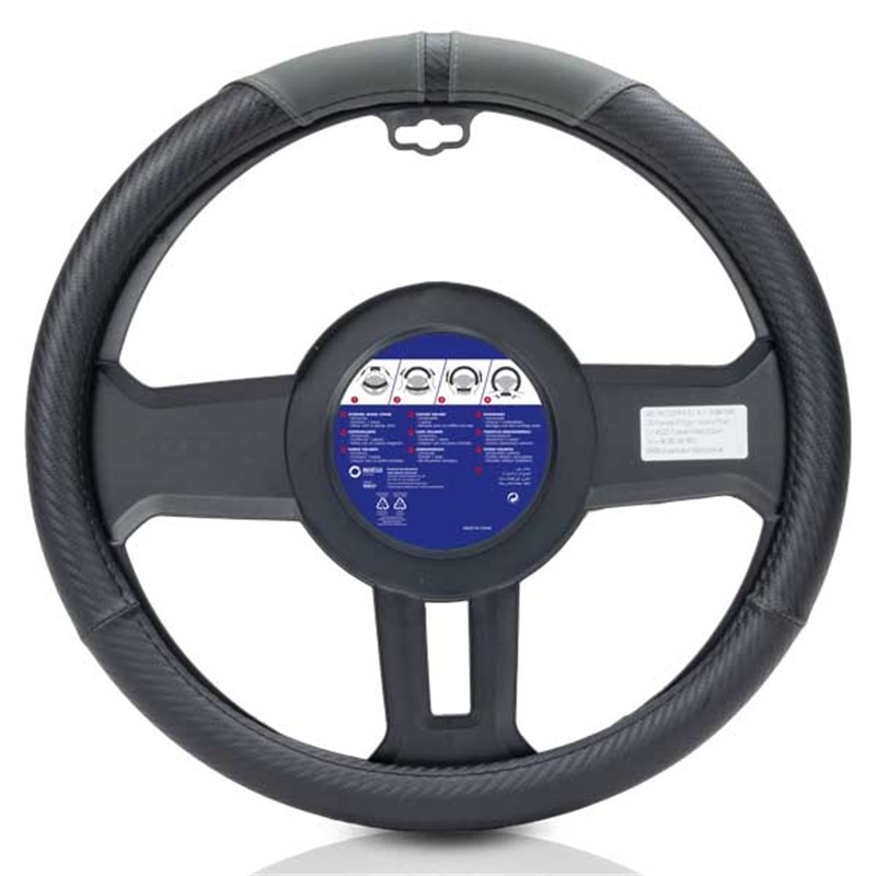 SPARCO SPCS128GR Car steering wheel cover BMW 5 Saloon (E39) black/grey, Ø: 37-38cm, PVC, Rubber, elastic