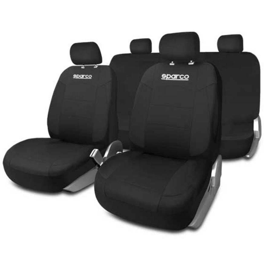 SPARCO SPCS439BK Auto seat covers MERCEDES-BENZ E-Class Saloon (W210) black, Polyester, Front and Rear