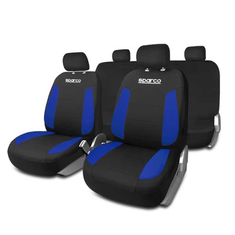 SPARCO SPCS439BL Auto seat covers VAUXHALL Vivaro Van (X83) black, blue, Polyester, Front and Rear