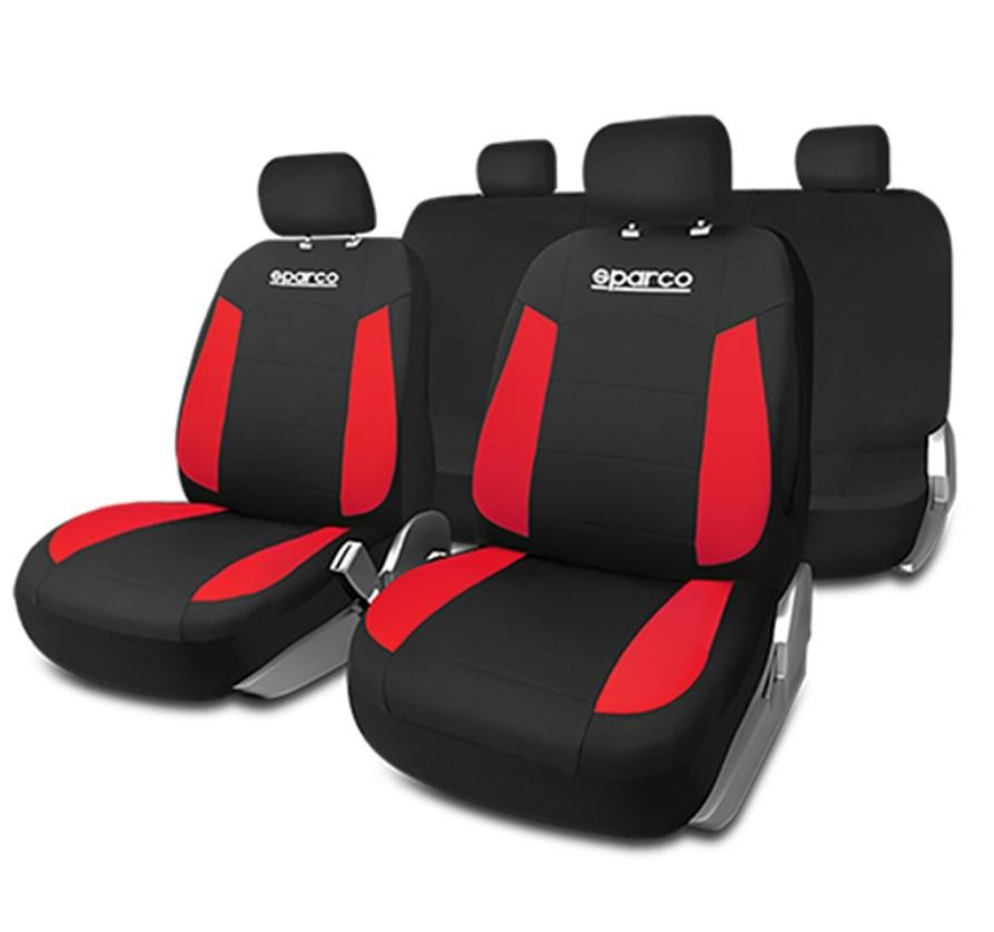 SPARCO SPCS439RD Auto seat covers BMW 6 Coupe (E63) red/black, Polyester, Front and Rear