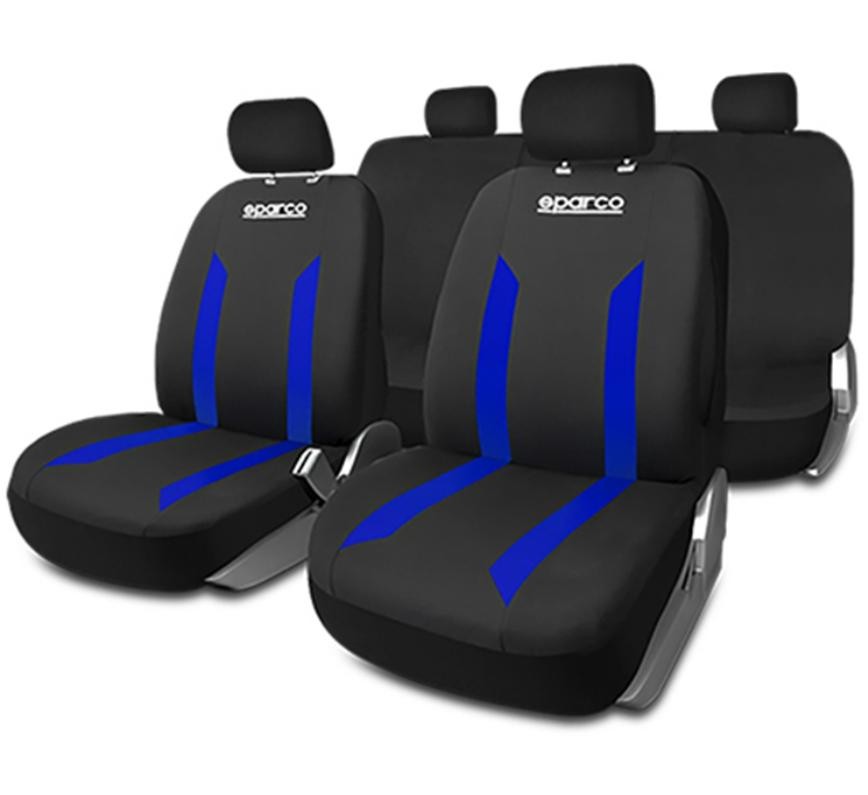 SPARCO SPCS440BL Auto seat covers BMW 6 Coupe (E63) black, blue, Polyester, Front and Rear