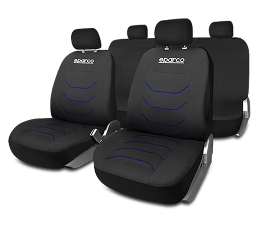 SPARCO SPCS441BL Auto seat covers TOYOTA PRIUS (ZVW3_) black, blue, Polyester, Front and Rear