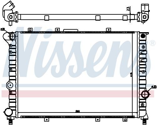 60044 Radiator 60044 NISSENS Aluminium, 580 x 415 x 23 mm, without gasket/seal, without expansion tank, without frame, Mechanically jointed cooling fins