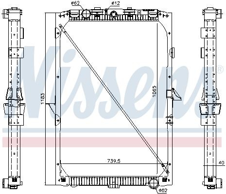 NISSENS Aluminium, 1065 x 739 x 40 mm, with frame, Brazed cooling fins Radiator 61447 buy