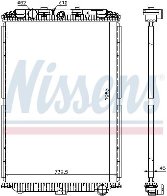 NISSENS Aluminium, 1065 x 739 x 40 mm, without frame, Brazed cooling fins Radiator 614470 buy