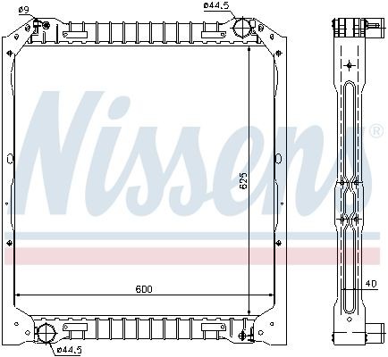 NISSENS 62349A Engine radiator Aluminium, 625 x 600 x 40 mm, with frame, Brazed cooling fins