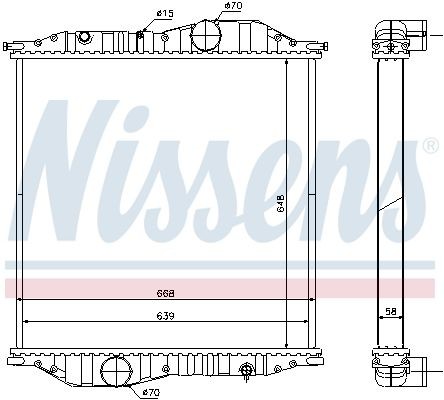 72523086 NISSENS Aluminium, 648 x 639 x 58 mm, without frame, Brazed cooling fins Radiator 625502 buy