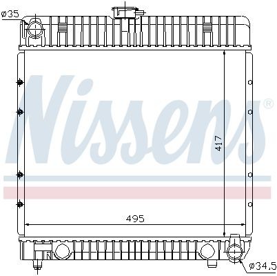 62710 Radiator 62710 NISSENS Aluminium, 415 x 488 x 32 mm, without gasket/seal, without expansion tank, without frame, Brazed cooling fins