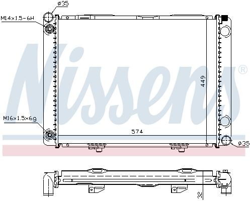 NISSENS Radiator, engine cooling 62734A suitable for Mercedes W201