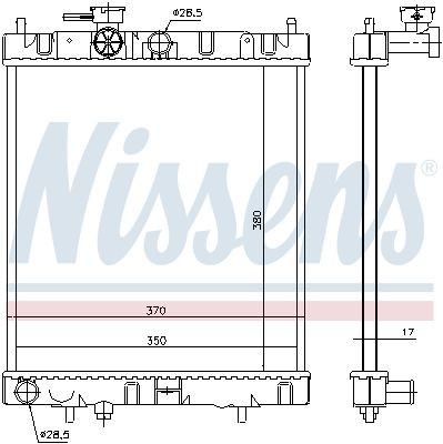 62954 Radiator 62954 NISSENS Aluminium, 380 x 358 x 16 mm, with gaskets/seals, without expansion tank, without frame, Brazed cooling fins