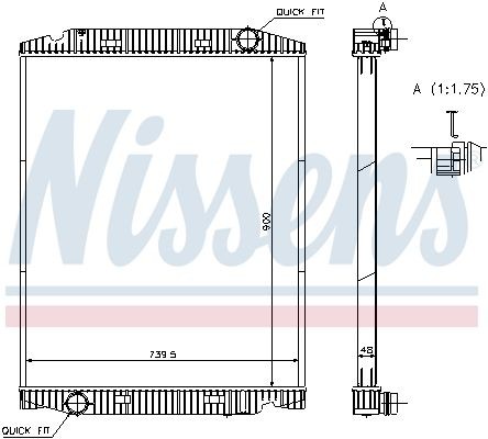 NISSENS Aluminium, 900 x 740 x 48 mm, without frame, Brazed cooling fins Radiator 63331A buy